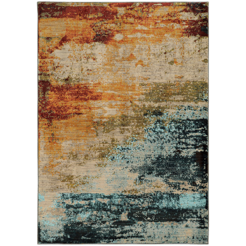 Haugan Abstract Blue/Red Area Rug & Reviews AllModern